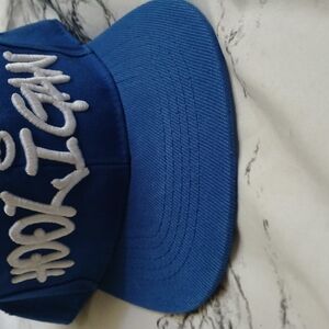 Blue Snapback Hat with White Embroidery